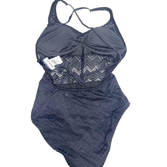 Soma Swim Crochet one piece suit Black size 12 NWOT - Picture 2 of 6